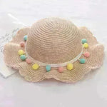 Children Bags Hats Female Decoration Small Colored Balls Sunscreen Lace Beach Hats Breathable Sandals - EX-STOCK CANADA