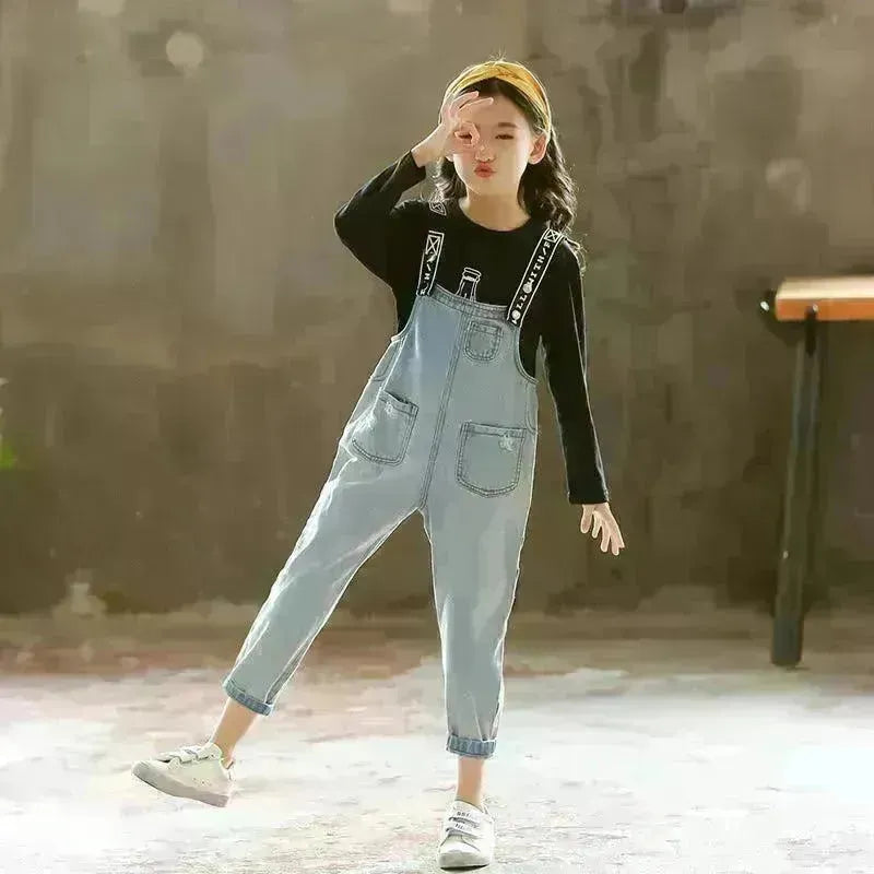 Children Jeans Denim Strap Romper Jumpsuit Pant - EX-STOCK CANADA