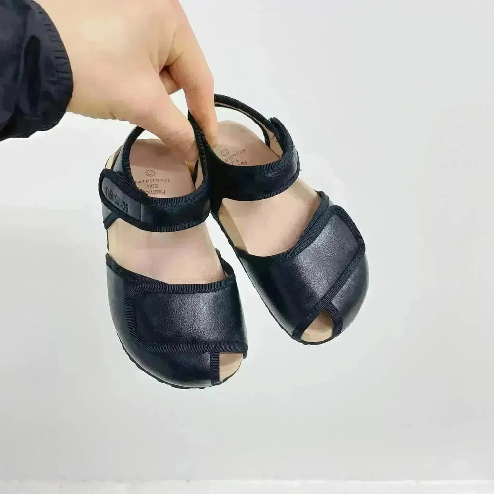 Children's Solid Color Leather Peep Toe Sandals Lightweight Pump Beach Shoes - EX-STOCK CANADA