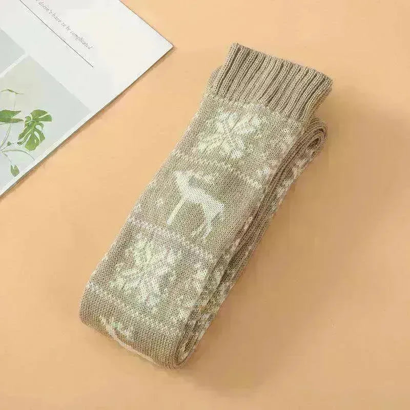 Christmas Knitted Cotton Woolen Thigh-High Deer Socks - EX-STOCK CANADA