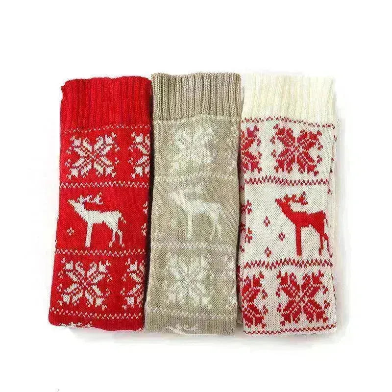 Christmas Knitted Cotton Woolen Thigh-High Deer Socks - EX-STOCK CANADA