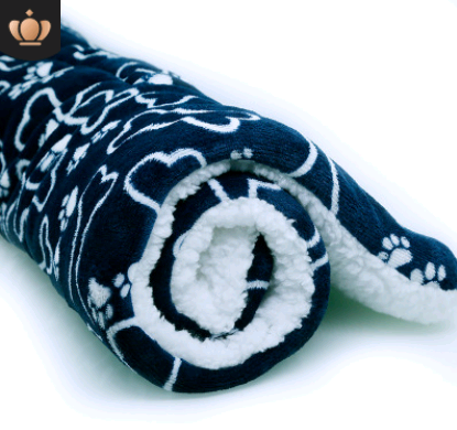 Weiche Haustierdecke & Matte für Hunde und Katzen – Blaues Knochenmuster | 50×30 oder 55×45 cm – Blauer Knochen-XL100x75