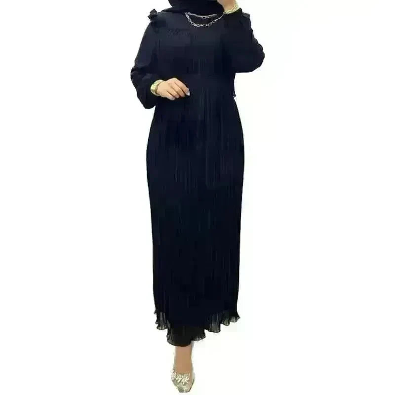 Classy Solid Color Turtleneck With Loose Abaya Dress for Arab Dubai Turkey Middle East Women - EX-STOCK CANADA