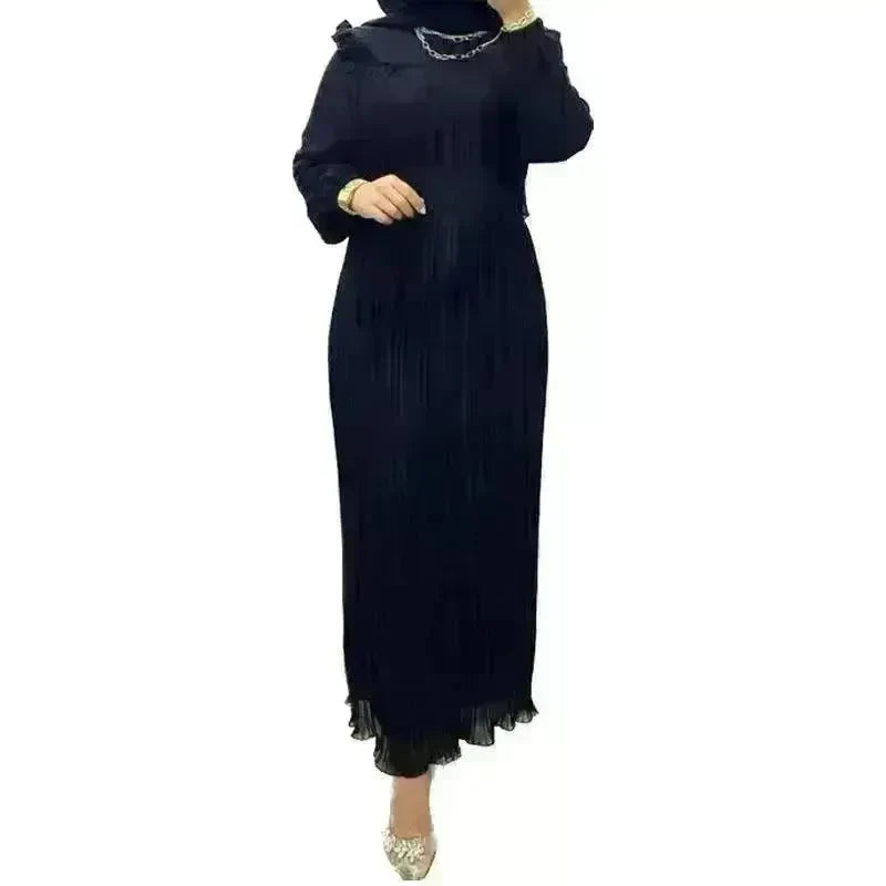 Classy Solid Color Turtleneck With Loose Abaya Dress for Arab Dubai Turkey Middle East Women - EX-STOCK CANADA