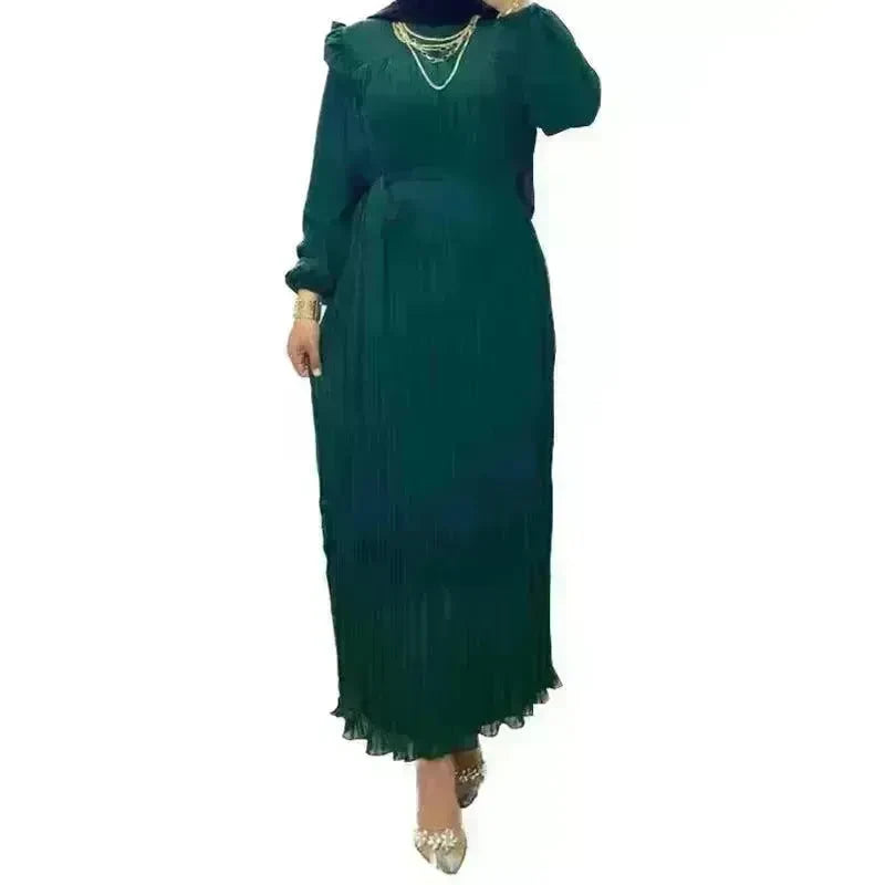 Classy Solid Color Turtleneck With Loose Abaya Dress for Arab Dubai Turkey Middle East Women - EX-STOCK CANADA