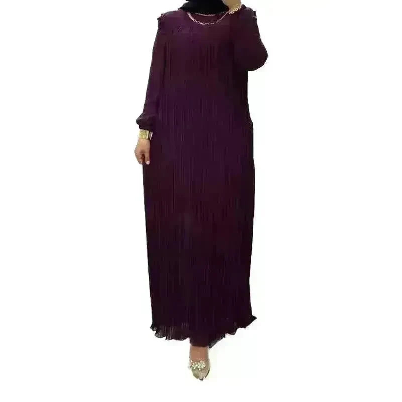 Classy Solid Color Turtleneck With Loose Abaya Dress for Arab Dubai Turkey Middle East Women - EX-STOCK CANADA