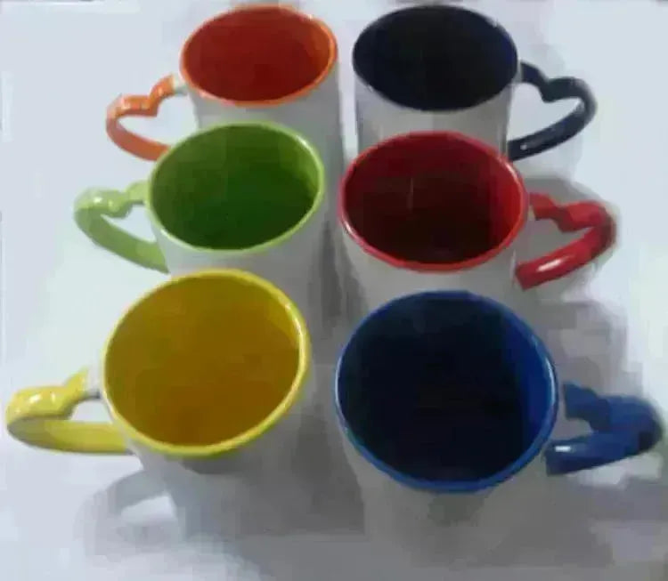 Coated Mug Heart Shaped Handle Inner Color Cup Ceramic Cup Customized - EX-STOCK CANADA