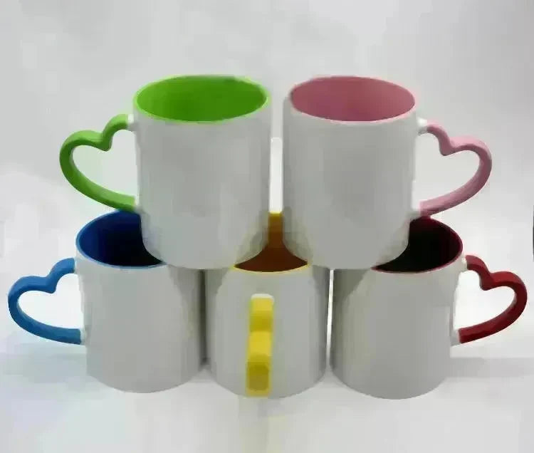 Coated Mug Heart Shaped Handle Inner Color Cup Ceramic Cup Customized - EX-STOCK CANADA