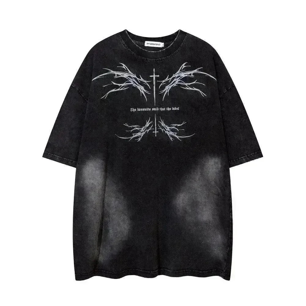 Color-contrasting Pattern Printed Short Sleeved T-shirt - EX-STOCK CANADA