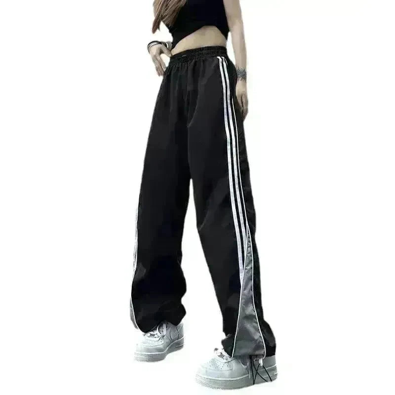 Contrast Color Side Striped Black Pants For Women - EX-STOCK CANADA