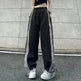 Contrast Color Side Striped Black Pants For Women - EX-STOCK CANADA