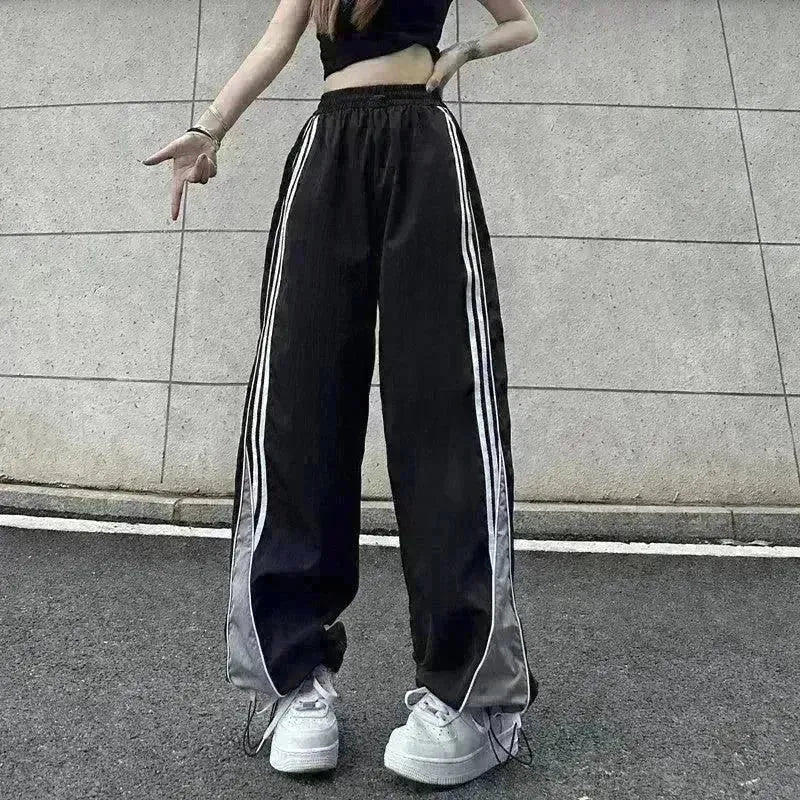 Contrast Color Side Striped Black Pants For Women - EX-STOCK CANADA