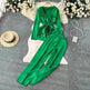Contrast Color Suit Women's Long Sleeve V-neck Lace-up Knitwear Draping Wide Leg Trousers Two-piece Set - EX-STOCK CANADA