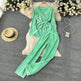 Contrast Color Suit Women's Long Sleeve V-neck Lace-up Knitwear Draping Wide Leg Trousers Two-piece Set - EX-STOCK CANADA