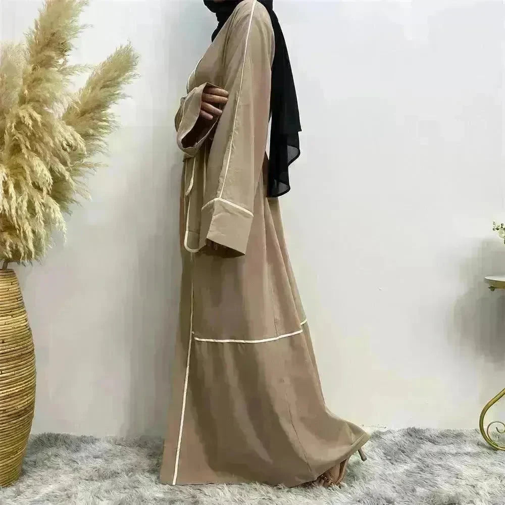 Contrast Striped Cardigan Arab Robe - EX-STOCK CANADA