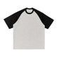 Cotton Color-matching Raglan Sleeves Loose-fitting Casual T-shirt - EX-STOCK CANADA