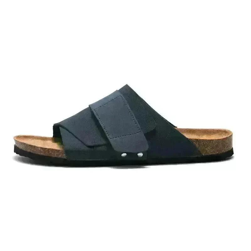 Couple Beach Wear Leather Surface Cork Sandals - EX-STOCK CANADA