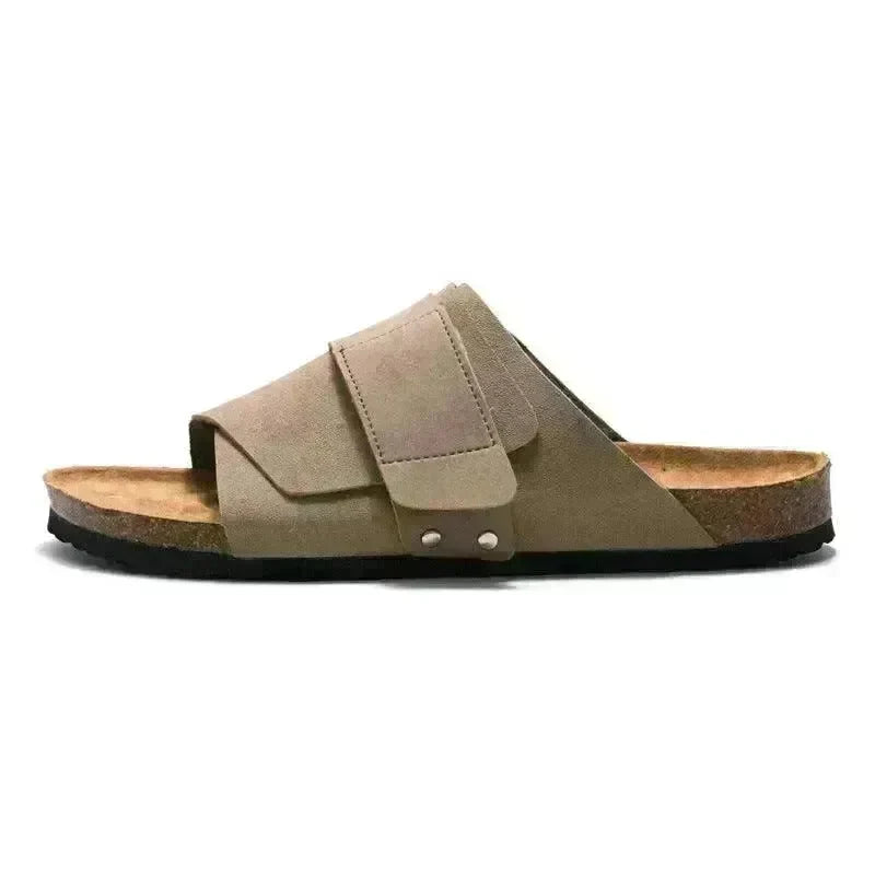 Couple Beach Wear Leather Surface Cork Sandals - EX-STOCK CANADA