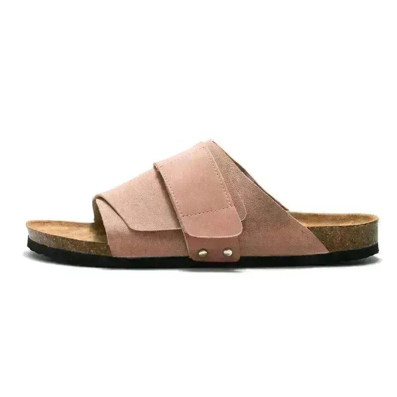 Couple Beach Wear Leather Surface Cork Sandals - EX-STOCK CANADA