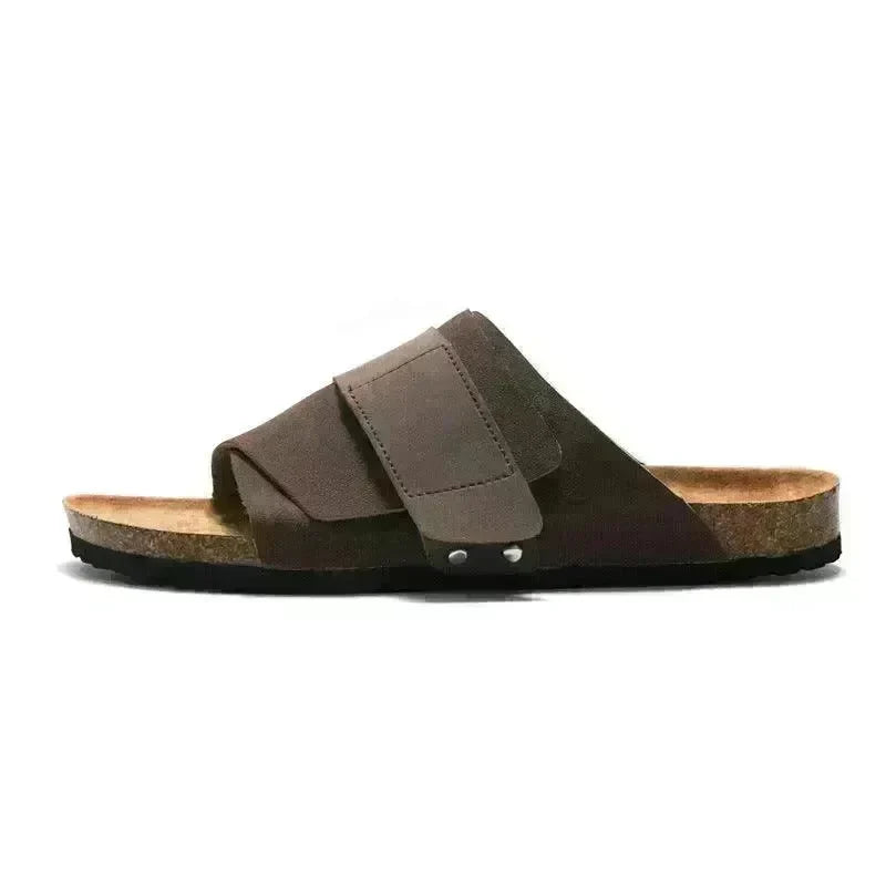 Couple Beach Wear Leather Surface Cork Sandals - EX-STOCK CANADA