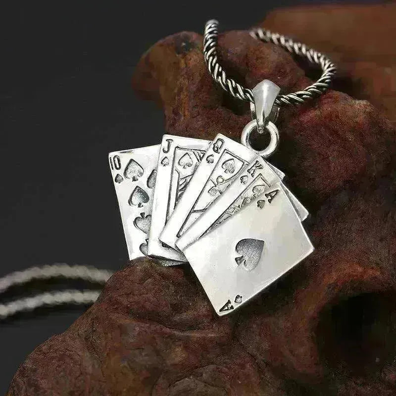 Creative Flush Poker S925 Sterling Silver Pendant - EX-STOCK CANADA