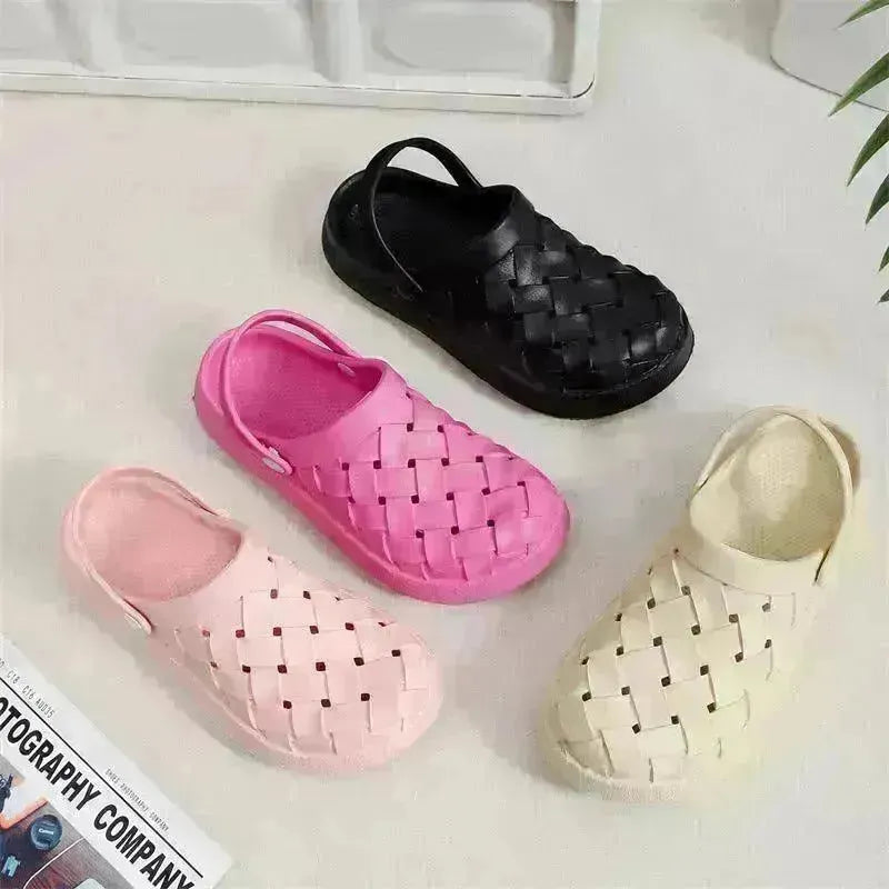 Cross-woven Clogs Shoes Summer Platform Baotou Dual-use Slippers Outdoor Garden Indoor Floor Bathroom Cozy Slipper Women House Shoes - EX-STOCK CANADA