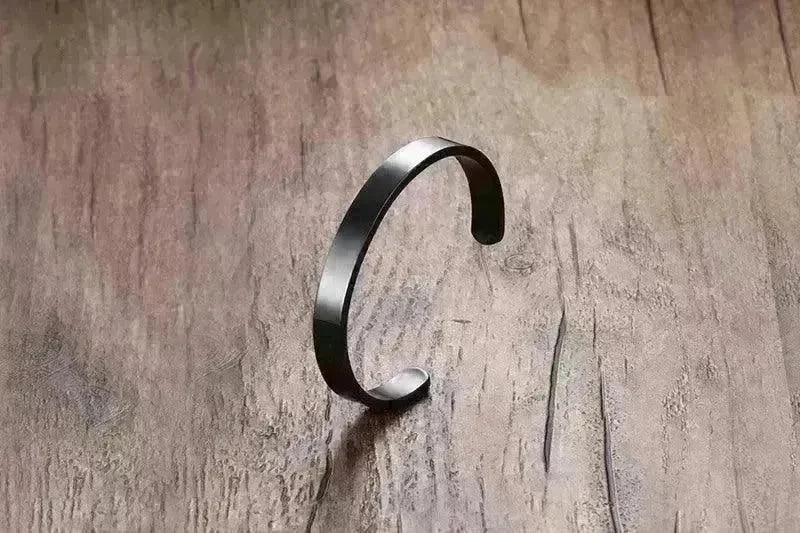 Custom Laser Engraving Smooth Stainless Steel Fine Bangle Jewelry C-shaped Bracelet - EX-STOCK CANADA