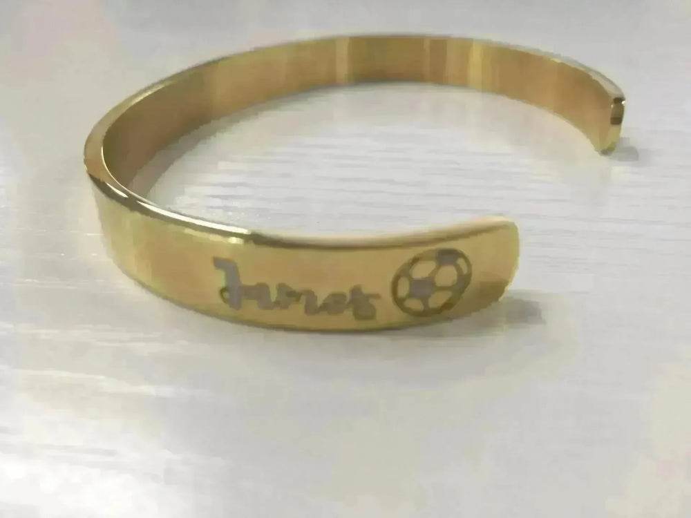 Custom Laser Engraving Smooth Stainless Steel Fine Bangle Jewelry C-shaped Bracelet - EX-STOCK CANADA