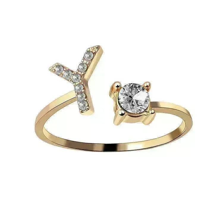 Customizable 26-Letter Ring: Fashionable & Elegant Jewelry - EX-STOCK CANADA