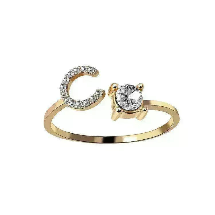 Customizable 26-Letter Ring: Fashionable & Elegant Jewelry - EX-STOCK CANADA