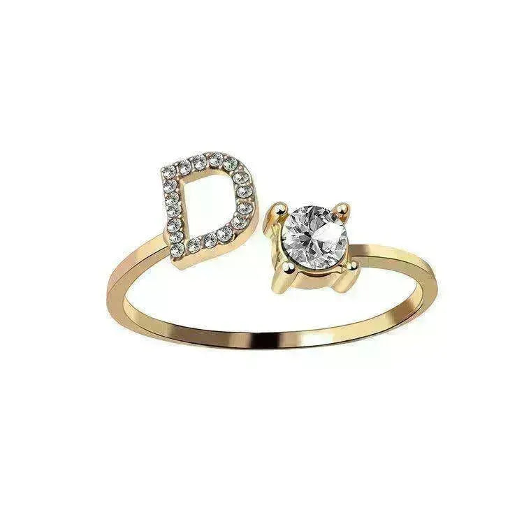 Customizable 26-Letter Ring: Fashionable & Elegant Jewelry - EX-STOCK CANADA