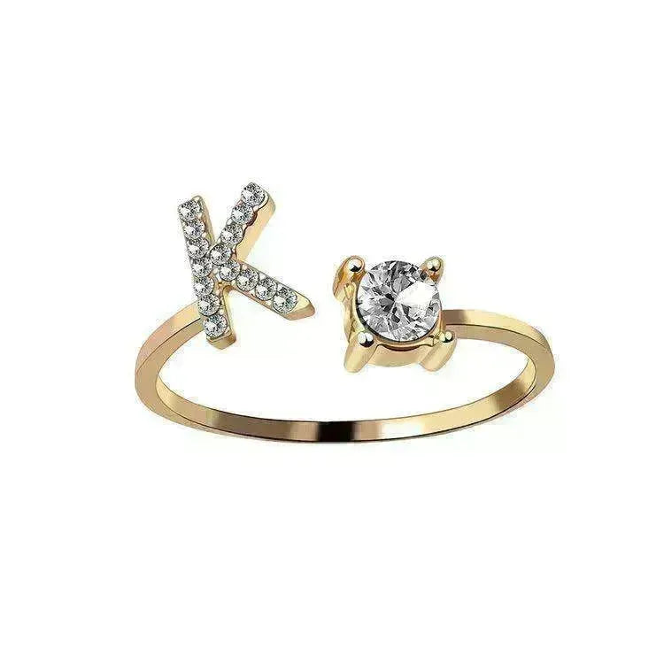 Customizable 26-Letter Ring: Fashionable & Elegant Jewelry - EX-STOCK CANADA