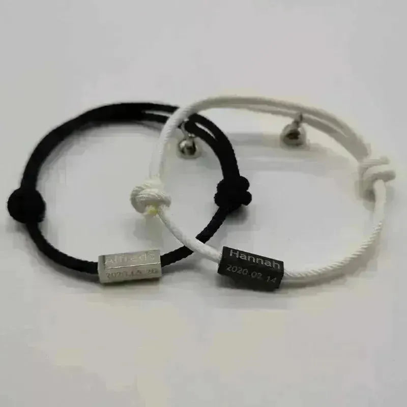 Customized Name Bracelet Eternal Love Magnet Staniless Steel Couples Bracelet - EX-STOCK CANADA