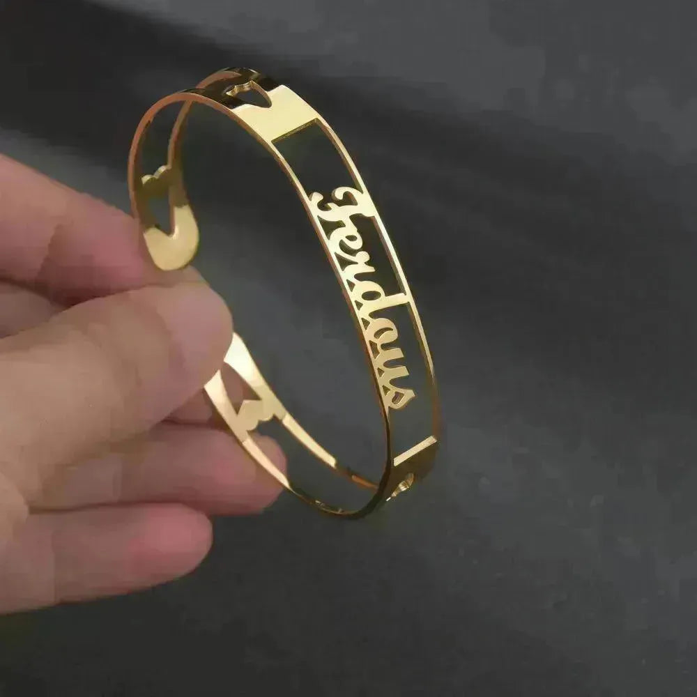 Customized Name Bracelet Personalized Custom Bangles Stainless Steel Jewelry - EX-STOCK CANADA