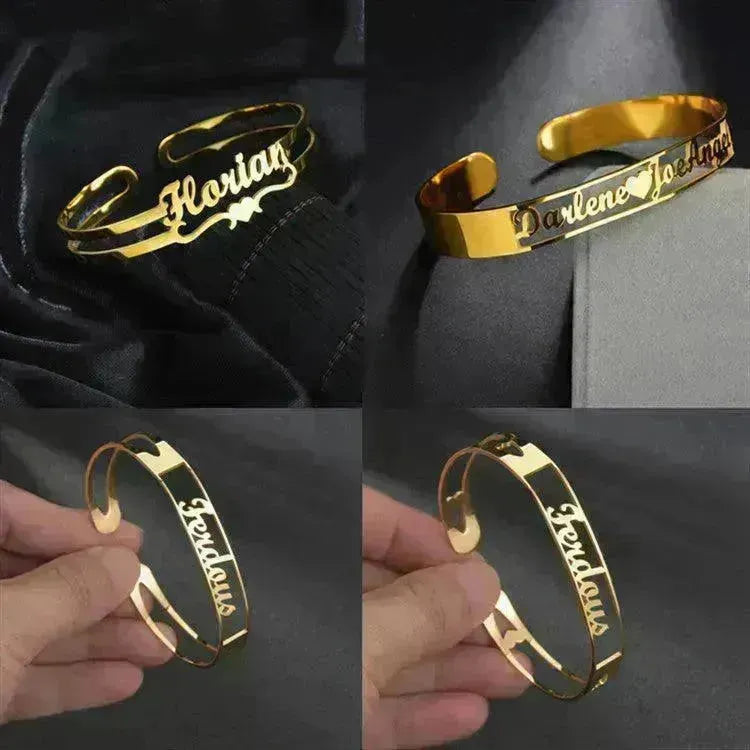 Customized Name Bracelet Personalized Custom Bangles Stainless Steel Jewelry - EX-STOCK CANADA