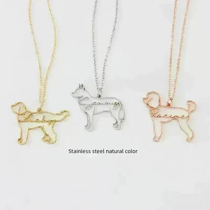 Customized Pet Shape Name Pendant Stainless Steel Necklaces For Women Personalized Cat Necklace Animal Memorial For Pet Lover - EX-STOCK CANADA
