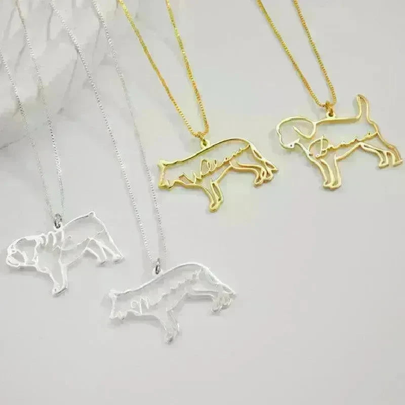 Customized Pet Shape Name Pendant Stainless Steel Necklaces For Women Personalized Cat Necklace Animal Memorial For Pet Lover - EX-STOCK CANADA