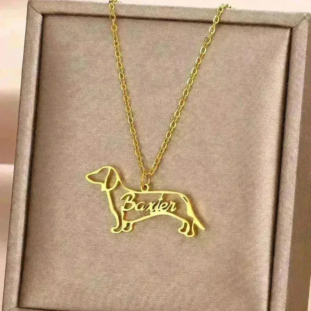 Customized Pet Shape Name Pendant Stainless Steel Necklaces For Women Personalized Cat Necklace Animal Memorial For Pet Lover - EX-STOCK CANADA