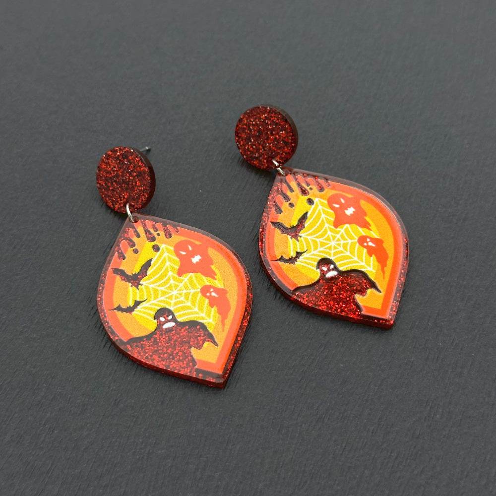 Halloween Day Ornament Colorful Ghost Eyes Funny Acrylic Earrings For Women - EX-STOCK Canada