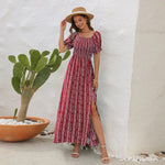 Elegant Off shoulder Spring Summer Maxi dress Slit Chiffon maxi dress for Beach vacation resort travel - EX-STOCK CANADA