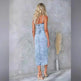 Women's Fashion Personalized Sleeveless Sling Denim Split Midi fitted Dress - EX-STOCK CANADA