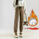 Fleece-lined Casual Harem Drawstring sweat Pants For Women - EX-STOCK CANADA