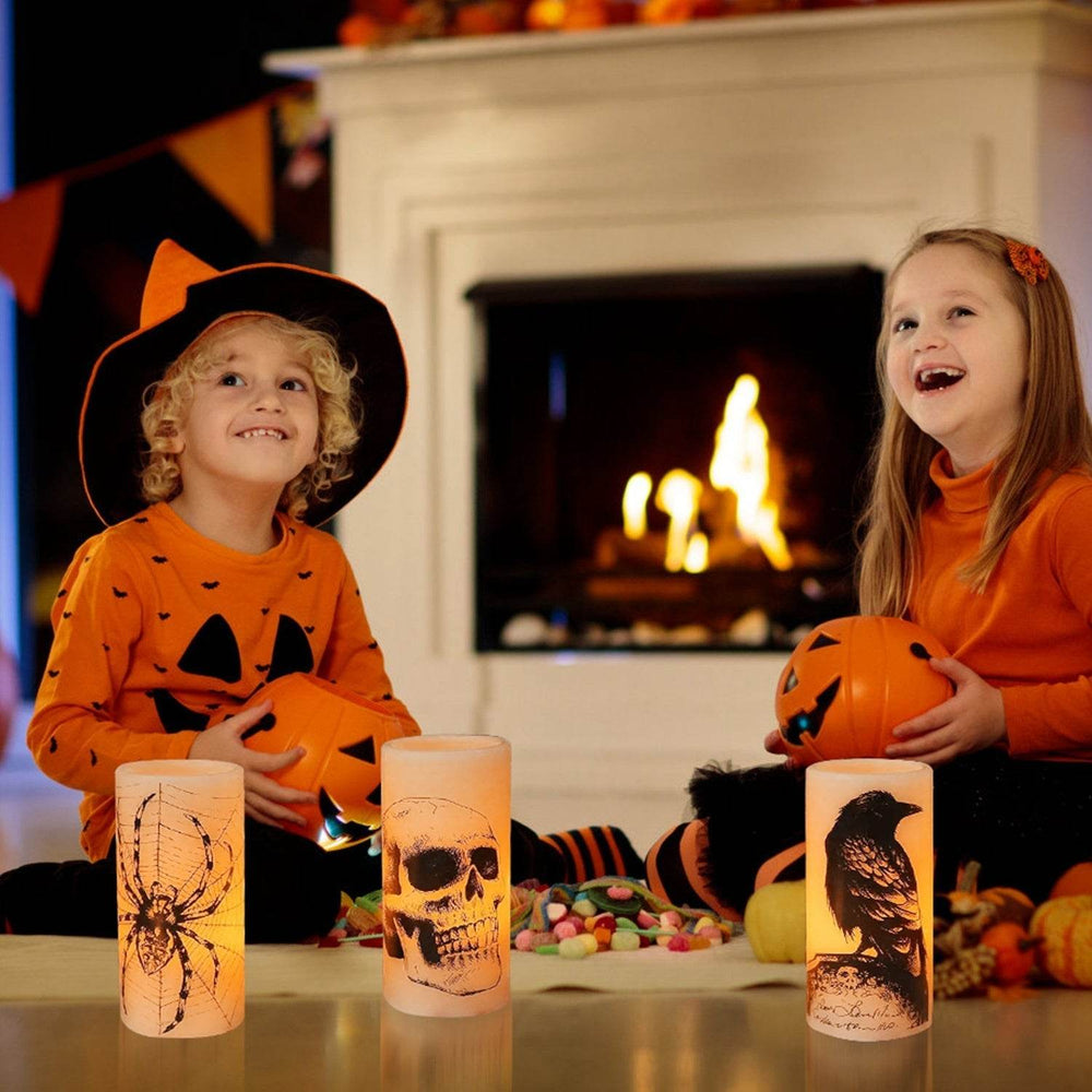 3 Pack Halloween Flameless Candle Lamp With Timer Setting Battery Operated Warm Orange Light Candles For Halloween Party Decoration - EX-STOCK Canada