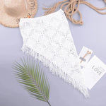 European And American Women's See Through Hollow Knitted tassel fringe Slant Beach Skirt - EX-STOCK CANADA