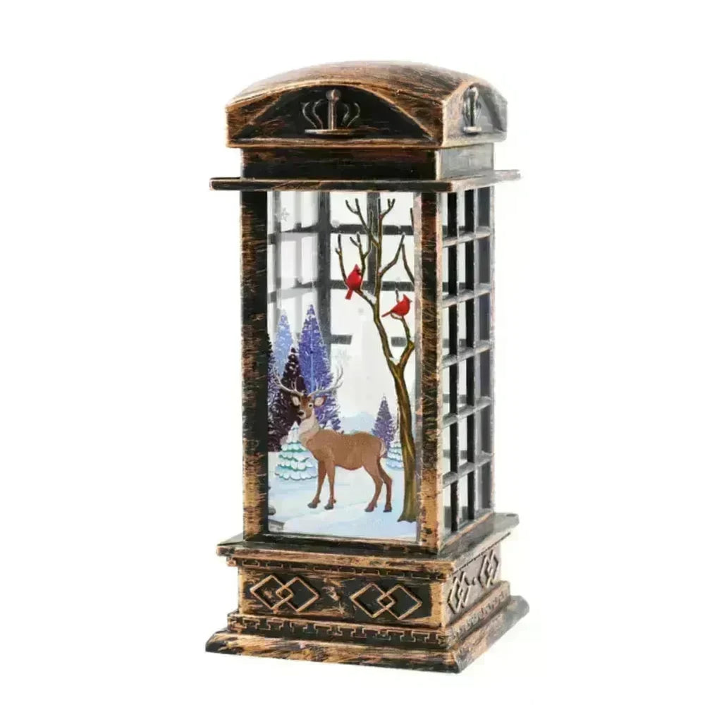 Christmas Candles Light Led Snow Deer Lantern Light Vintage Castle Santa Snowman Hanging Lantern Lamp New Year Party Decoration - EX-STOCK CANADA