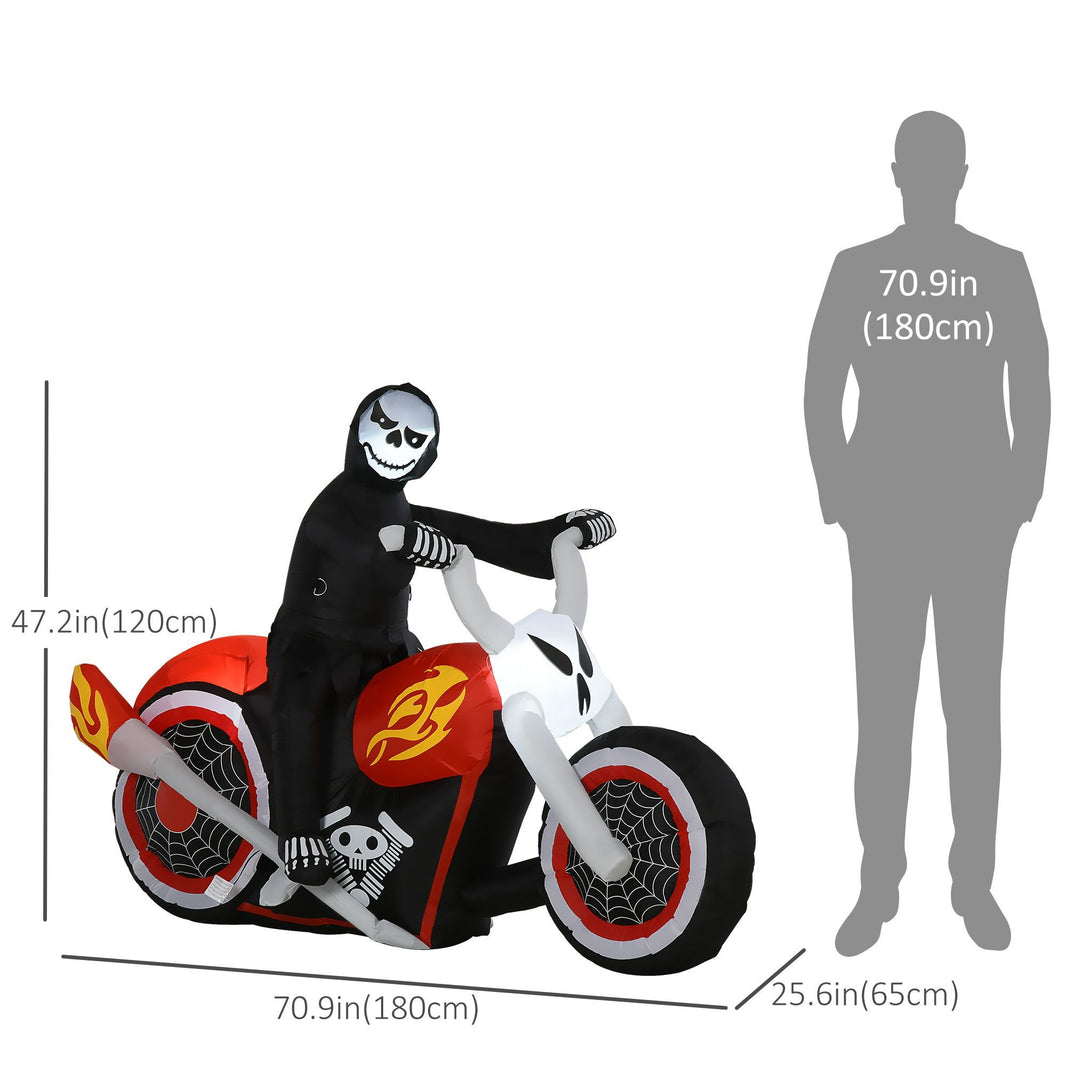 6' Long Halloween Grim Reaper Flaming Motorcycle Outdoor LED Lighted Airblown Inflatable Decoration Holiday Seaon Garden Lawn Decor EX-STOCK Canada 