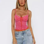 Charming Lace Camisole Top Summer Slim Gauze Backless Vest Fashion Lace-up Evening Top for Women Low Back Tops - EX-STOCK CANADA
