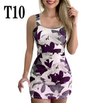 High Waist Women Dresses Spring And Summer Spaghetti Strap Large Flower Print Skirt - EX-STOCK CANADA