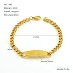Números de brazalete de cadena de enlace cubano de acero inoxidable de moda
