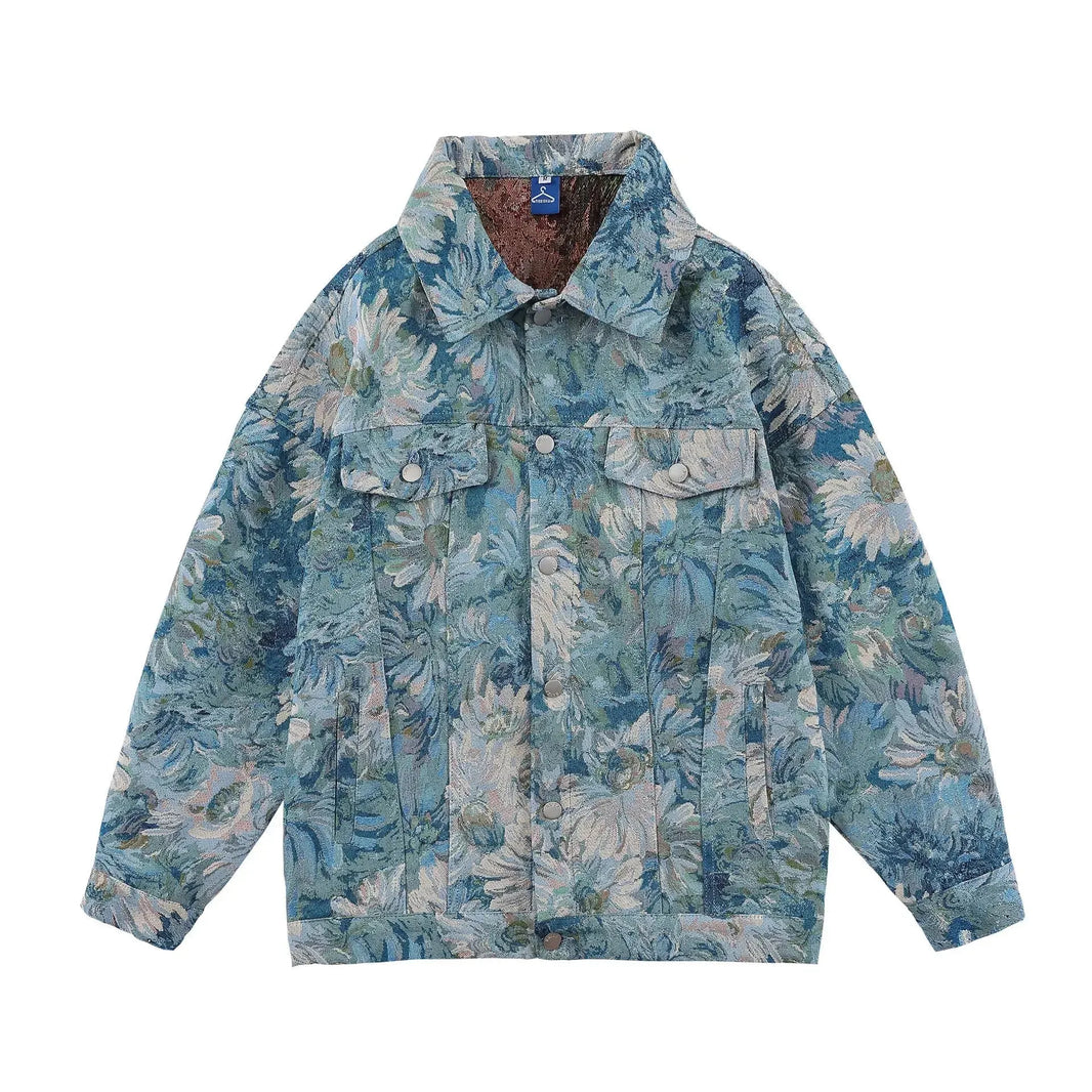 Creative fashion Unisex Floral Denim Jeans Jacket